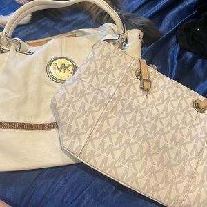 2 white Michael kors purses bundle